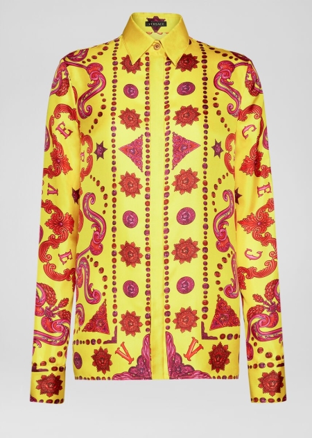 Camasi Versace Versace Barocco Western Print Silk Dama | BYEQRXH-27